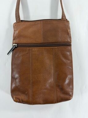 C-Bags Italian Leather Crossbody Bag Brown Organizer Shoulder Purse Y2K 2003
